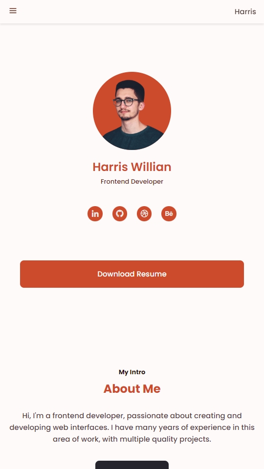Harris Creative Portfolio Mobile View