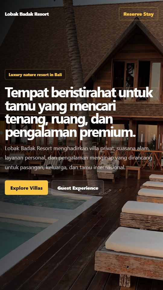 Lobak Badak Resort Mobile View