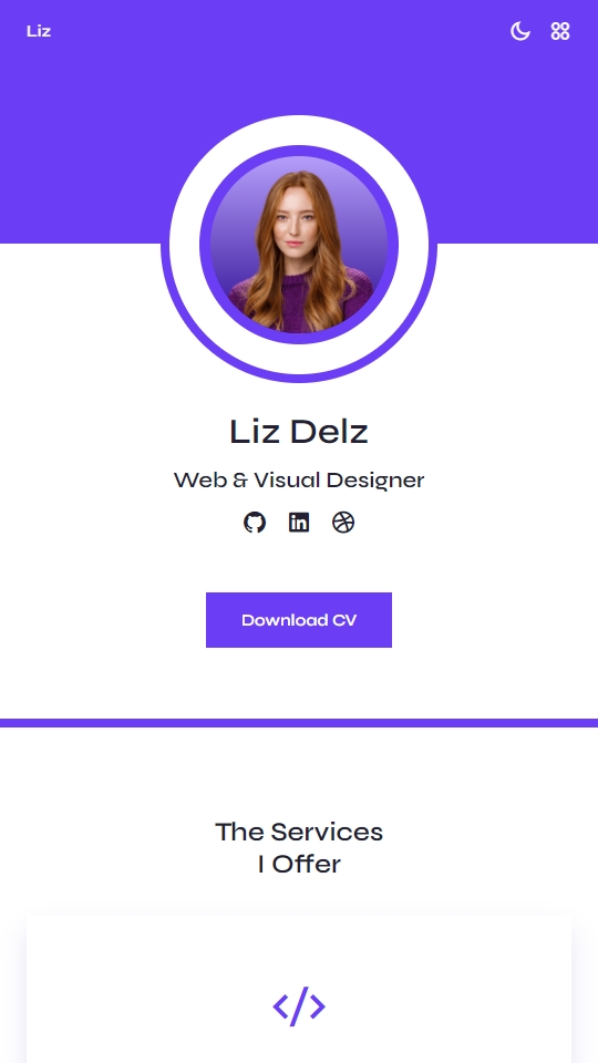 Liz Creative Portfolio Mobile View