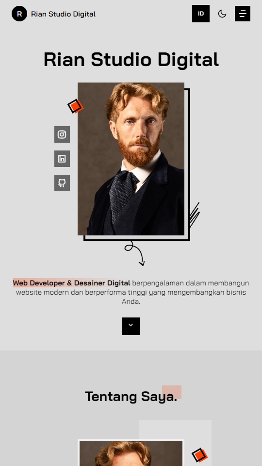 Rian Digital Portfolio Mobile View