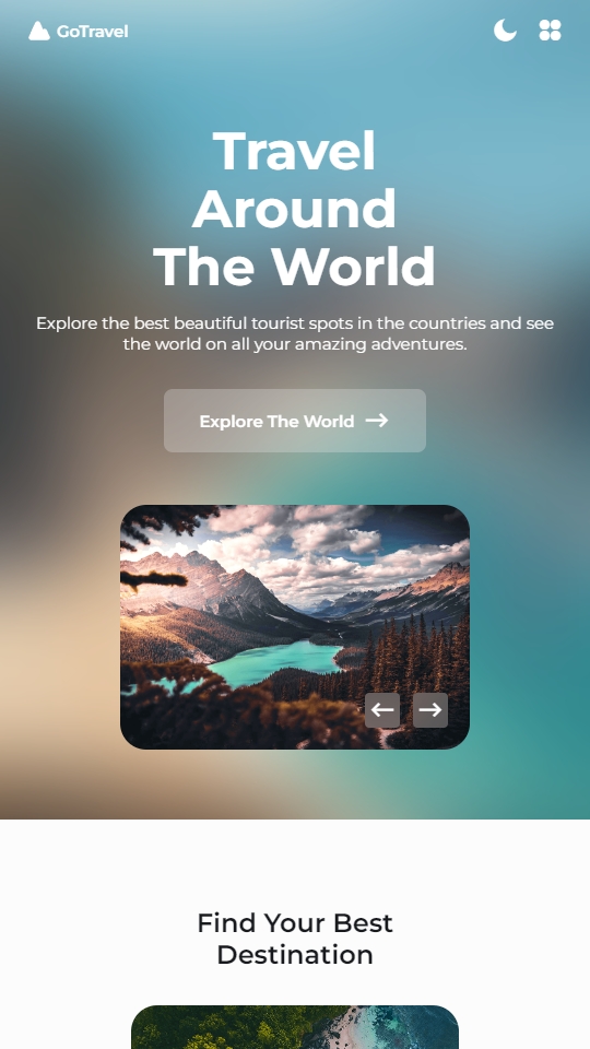 GoTravel Mobile View